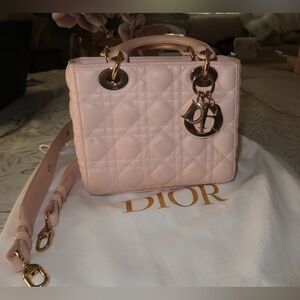 Christian Dior Medium Lady Dior Bag in Powder Pink Cannage Lambskin